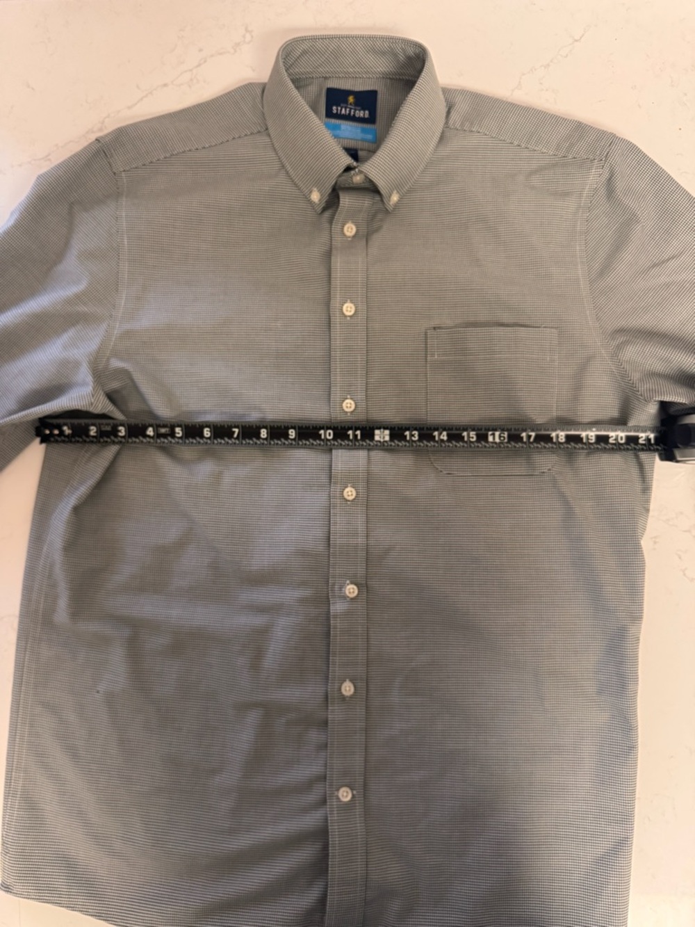 Men's Stafford CoolMax Button Down Shirt Regular Fit Gray Long Sleeve - Picture 4 of 6